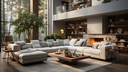 Fototapeta premium Living room with modern and beautiful decoration
