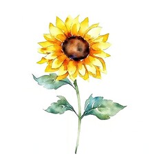 Watercolor illustration of a vibrant sunflower watercolor painting on a clean white background