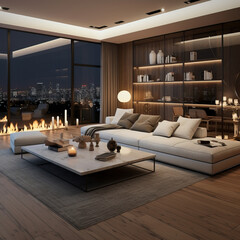 modern living room with fireplace