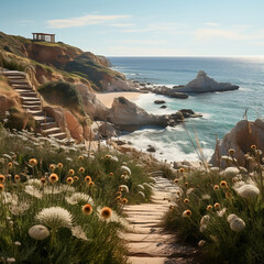 A coastal-inspired special angle shot of a Mediterranean Coastline Landscape