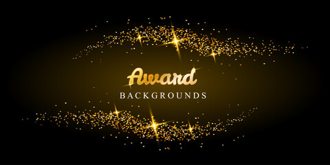 Award ceremony luxurious vector background with golden sparkles and stars.