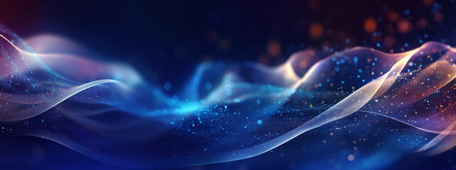 Abstract futuristic glowing waves wallpaper. Technology, digital data concept. AI