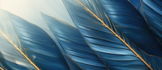 The Blue Abstract Background features a Golden Palm Leaf Pattern Texture with plenty of space for graphic