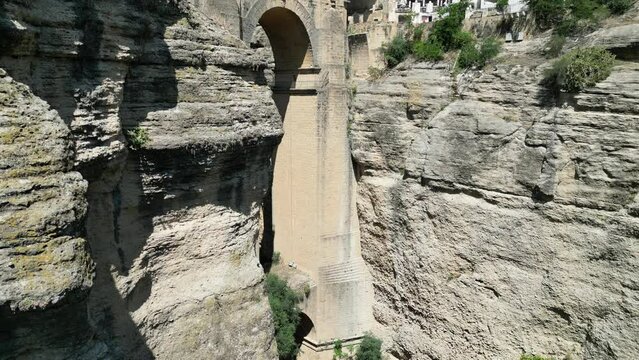 Bridge Ronda Drone View in Ronda, Spain. Made in July 2023 in 4K.