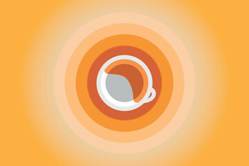 A glass of coffee on a gradient yellow background.