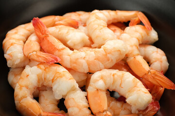 Fresh pink shrimps close up