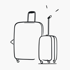 continuous line luggage vector illustration doodle line art