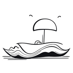 boat wake vector illustration doodle line art