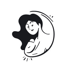 Women Entrepreneur Award Winner Badge vector illustration doodle line art