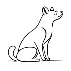 dog, one line art soft line art vector illustration doodle line art