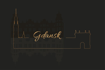 Gdansk Skyline Dark Illustration