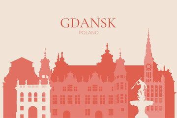 Fototapeta premium Gdansk Cityscape Silhouette, Skyline Wallpaper