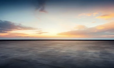 Photo sur Plexiglas Couleur saumon Empty asphalt road and beautiful sky at sunset, panoramic view. High quality photo