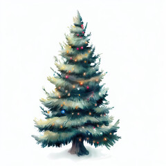 The Christmas Tree's Radiance: Art on White, Generative AI