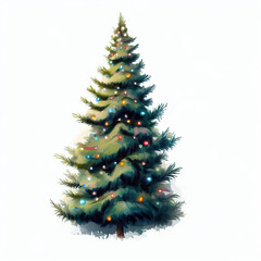 The Christmas Tree's Radiance: Art on White, Generative AI