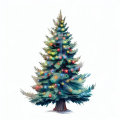 Obraz premium The Christmas Tree's Radiance: Art on White, Generative AI