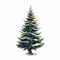 Fototapeta premium The Christmas Tree's Radiance: Art on White, Generative AI