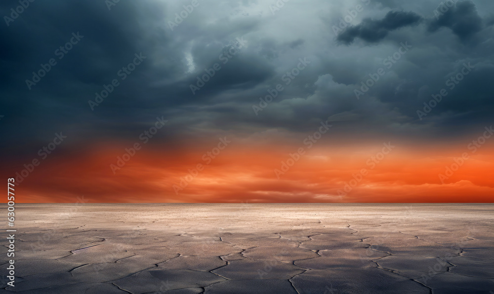 Wall mural stormy sky over the desert landscape background. high quality photo