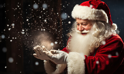 Santa's Magical Moment: Blowing Snow - obrazy, fototapety, plakaty