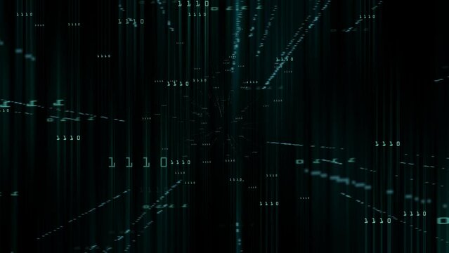 Matrix hexadecimal data flowing in cyberspace 