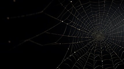 Toile d'araignée sur fond noir, généré par IA