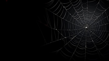 Toile d'araignée sur fond noir, généré par IA