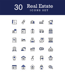 Real estate icons set design with white background stock illustration