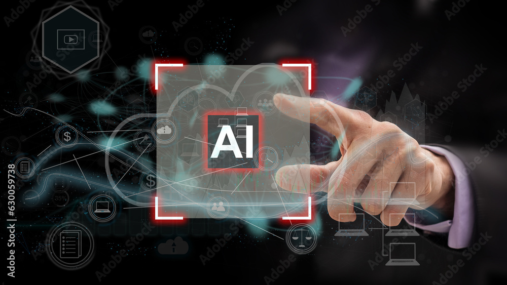 Poster ai digital transformation change management big data cloud technology management data communication 