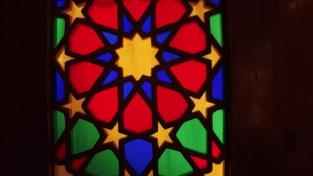 Coloured Glass Windows In Nasir Ol Molk Pink Mosque Shiraz Iran
