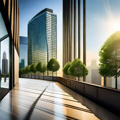 green leaves in the office buildings generative by AI technology
