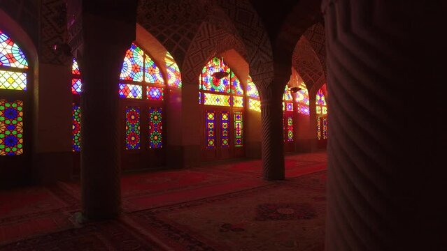 Prayer Hall Of Nasir Ol Molk Pink Mosque Shiraz Iran