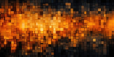 Orange pixel background, horizontal banner image. Generative AI