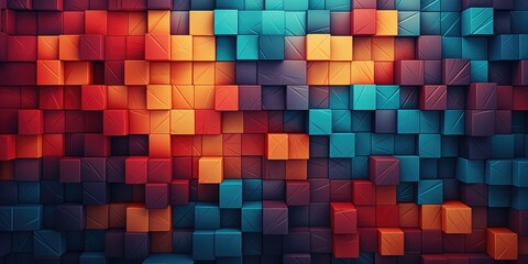 Rainbow pixelated background, horizontal banner image. Generative AI