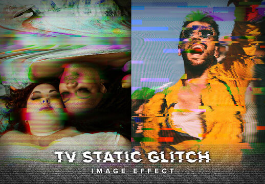 Set of Tv Static Glitch Photo Effects