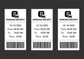 Parking Receipt or Parking Ticket. Vector Illustration. 
