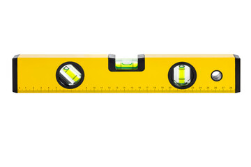 spirit level tool in yellow isolated on white background