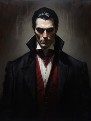 Vampire, portrait of count Dracula in painting style