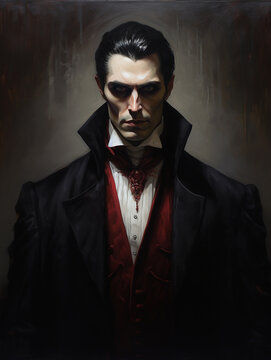 Vampire, portrait of count Dracula in painting style