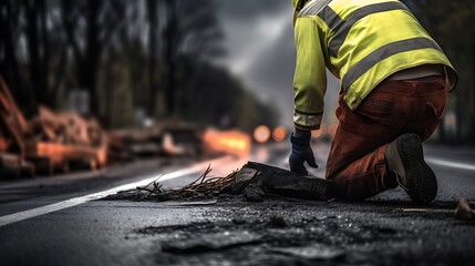 worker repairing the road ai generated