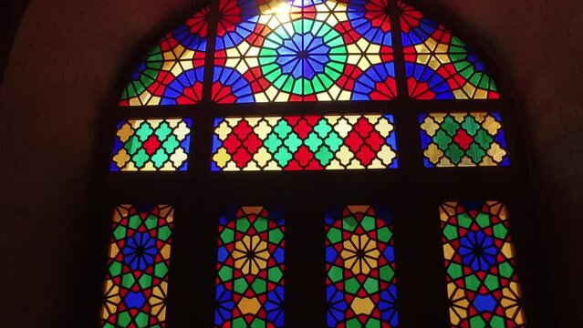 Coloured Glass Windows In Nasir Ol Molk Pink Mosque Shiraz Iran