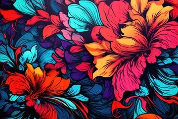 Fototapeta na wymiar Wallpaper with a floral pattern, fresh colorful bouquet like present for Valentine. Generative Ai.