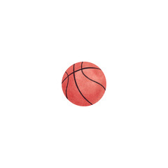 Basketball ball. Watercolor illustration on an isolated background. Sports equipment. Outdoor games.
