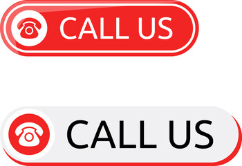 Call us button. Phone with call number. Contact button. Phone with call number. Icon for support or service.