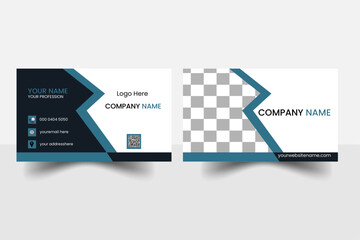 Modern Simple Business card design or pattern on horizontal layout identity card.
