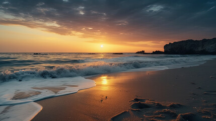 Fototapeta na wymiar sunset over the sea created with generative ai