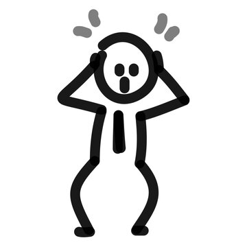 recommend clip art: panicking businessman block figure simple line art doodle