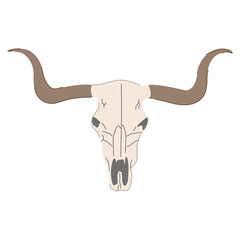 Hand drawn buffalo skull. Western themed design element.
