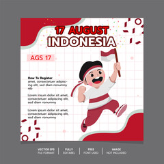 Indonesia independence day event social media template, Indonesia independence celebration day