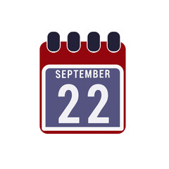 Calendar displaying day 22 ( twenty-second ) of the September - Day 22 of the month. illustration