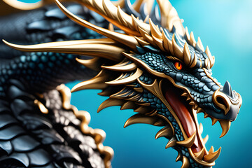 Illustrate the legendary and majestic form of a dragon. Generative AI